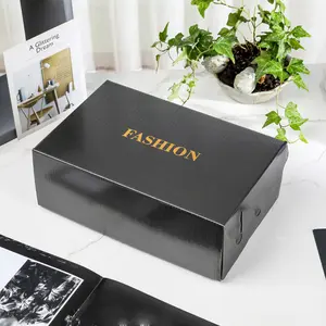 Caja de marca privada reciclable personalizada, caja de almacenamiento de embalaje de regalo de cosméticos negros, ropa, zapatos, entrega, papel de correo corrugado B