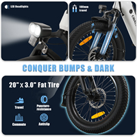 Vélo électrique pliable en alliage d'aluminium CMACEWHEEL VT4 avec pneus larges 20x3.0, moteur sans balais 350W, autonomie de 60 km, batterie au lithium, 7 vitesses