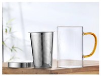 Taza de Té de Vidrio de Borosilicato de Alta Calidad de 500 ml con Elegante Apariencia, con Infusor de Acero Inoxidable y Tapa