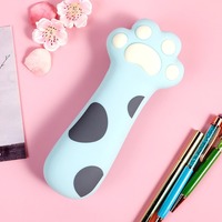 Trousse à crayons en silicone en forme de patte de chat, douce, mignonne, kawaii, pour enfants, fabricant, boîte à papeterie pour filles d'école