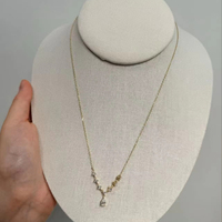 Collier en or massif 9K avec diamant de laboratoire en forme de V et poire, bijoux fins délicats, vente en gros, cadeau personnalisé pour femmes, acheteurs de boutiques