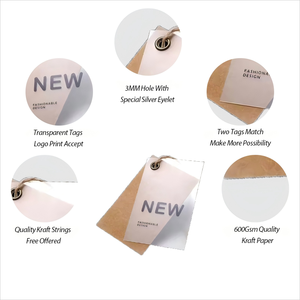 Transparent Pvc And Kraft <strong>Paper</strong> Swing <strong>Hang</strong> Tag Cheap Price Fast Shipping Print Your Own Logo Eco-Friendly Free Size For Clothes - Product Image 2