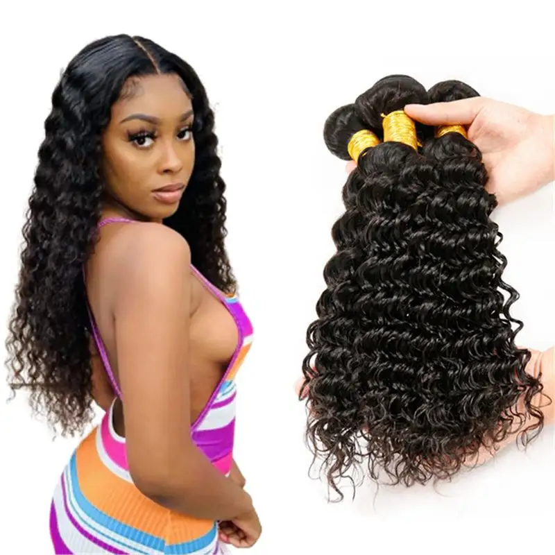 Deep wave bundles human hair vendor wholesale mink Brazilian human hair extension natural real 100 virgin hair weave