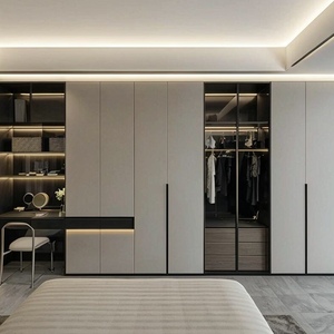 <span class=keywords><strong>Armoire</strong></span> d'angle de chambre intelligente à design ouvert en bois de cerisier, gain de place pour appartement, <span class=keywords><strong>portes</strong></span> <span class=keywords><strong>coulissantes</strong></span> durables - Product Image 2