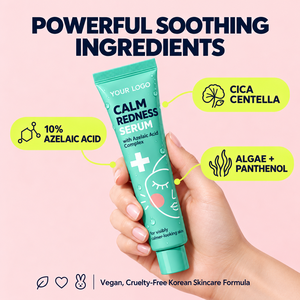 Sérum apaisant Cica Calm à 10 % d'acide azélaïque, formule végétalienne, absorption rapide, sans cruauté, apaise les rougeurs visibles et calme les peaux sensibles, ODM OEM - Product Image 5