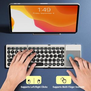 Foldable <b>Keyboard</b> Portable PU Leather <b>Wireless</b> Rechargeable <b>Keyboard</b> with High Sensitivity Touchpad Connect Up to 3 Device - Product Image 6