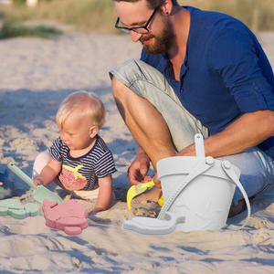 Vendita calda per bambini in Silicone per bambini giocattoli di sabbia da spiaggia e sabbia Set di giocattoli tra cui secchio da spiaggia - Product Image 5