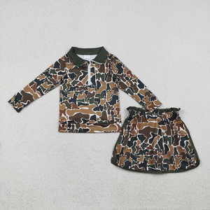 Conjunto de Ropa para Niñas con Sudadera con Cremallera y Estampado de Camuflaje, Falda y Pantalones Cortos - Product Image 3