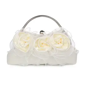 Flower Bags for Women 2019 Luxury Wedding Bridal Clutch Purses and Handbags New Elegant Shoulder Bag White Beige Tote