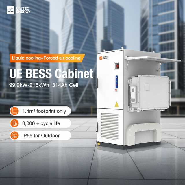 Compact 1.4m² Footprint 99.9kW Liquid Cooling ESS 216kWh High Density Battery Cabinet for Urban Commercial Buildings