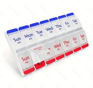 กล่องยา 14 ช่อง แยกสี จัดเก็บได้ 7 วัน ปิดสนิท ปลอดภัย แยกช่องเช้า/เย็น ขายดี - Product Image 3