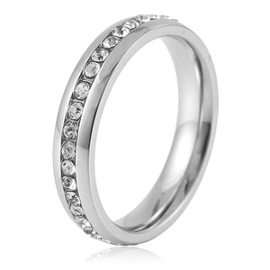 yunnique <b>Titanium</b> Steel <b>Ring</b> Silver Full Diamond Pave Setting Engagement Unisex Fashion <b>Ring</b> - Product Image 1