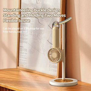 Outdoor Rechargeable <b>Handheld</b> <b>Fan</b> with Carabiner & Folding Stand, USB Powered High Power Mini <b>Fan</b> - Product Image 5