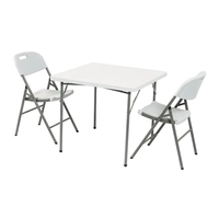 Table pliante simple en HDPE blanc moulé par soufflage pour l'extérieur, table portable carrée, table pliante carrée