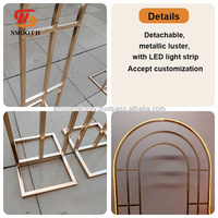 Arche de fond en métal doré moderne détachable, nouvelle arrivée, lisse, pour salle de mariage, scène, porte, support de fleurs suspendu, effet lumineux