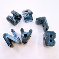 Perles en acrylique marbré à grand trou, lettres anglaises, trou droit, pour bijoux DIY, fabrication artisanale, corde à suspendre, mobile