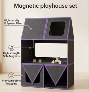 Nouveauté : Maison de jeu magnétique <span class=keywords><strong>Lego</strong></span> pour enfants, kit de construction géant avec tuiles magnétiques en feutre, maisonnette - Product Image 4