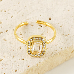 Zogxin Geometric Square <b>Adjustable</b> <b>Ring</b> With Pave Setting For Women Fashion Jewelry Gift - Product Image 2