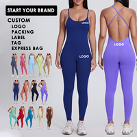 Combinaison de yoga à col en V carré, best-seller, sur mesure, en gros, vêtements de sport de gym, dos creux, coupe ajustée, combinaison courte côtelée pour femmes