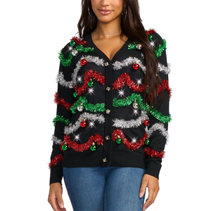Nouveau Cardigan Classique <span class=keywords><strong>de</strong></span> Noël pour Adulte, à Bandes <span class=keywords><strong>de</strong></span> Guirlandes Festives, Style 'Ugly' Mignon, Articles Promotionnels pour Fêtes - Product Image 1