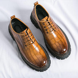 2026 New Style Men's Closed Toe Slip-On Leather Dress <b>Shoes</b> & Oxfords Check Pattern Office & Career Customized Wholesale - Product Image 5