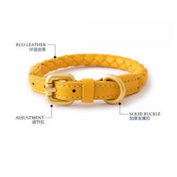 Hochwertiges, weiches, solides, stilvolles, geflochtenes Leder-Hundehalsband- und Leinen-Set, personalisiert, langlebig, verstellbar, mehrere Farboptionen, Gold