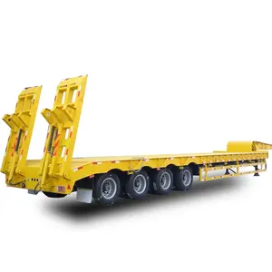 50-60 Ton desmontable cuello de cisne Lowboy Semi Truck Trailers Precio de fábrica 3 Remolque hidráulico de 4 ejes para la venta