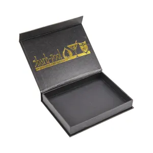 Eco friendly Custom Printed Logo Gold Hot Stamping Package black Gift Box with magnetic lid for small business