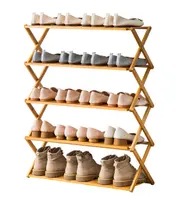 Estante de madera con estampado de pantalla personalizada para zapatos, organizador de zapatos, con torre de bambú, nuevo diseño