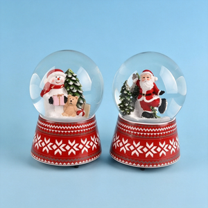 Globo de Nieve Navideño al por Mayor, de Resina, con Santa <span class=keywords><strong>Claus</strong></span> y Muñeco de Nieve, Iluminación LED, Decoración para el Hogar, Regalos Navideños, Diseño Personalizado - Product Image 1