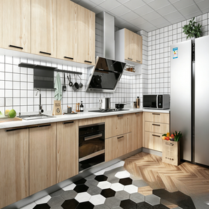 Système de <span class=keywords><strong>cuisine</strong></span> BALOM, style décontracté, tons naturels frais, armoires de <span class=keywords><strong>cuisine</strong></span>, rangement ouvert, <span class=keywords><strong>four</strong></span> encastré, <span class=keywords><strong>micro</strong></span>-<span class=keywords><strong>ondes</strong></span>, appartement, <span class=keywords><strong>cuisine</strong></span> résidentielle - Product Image 1