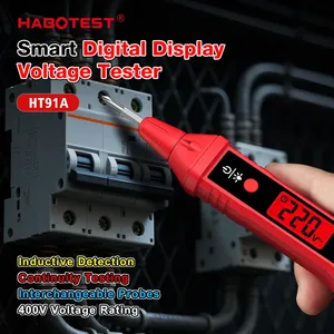 ปากกาทดสอบแรงดันไฟฟ้าดิจิตอลสีแดง HT91A เครื่องตรวจจับสายไฟฟ้าอัจฉริยะแบบพกพาแบบไม่สัมผัส - Product Image 4