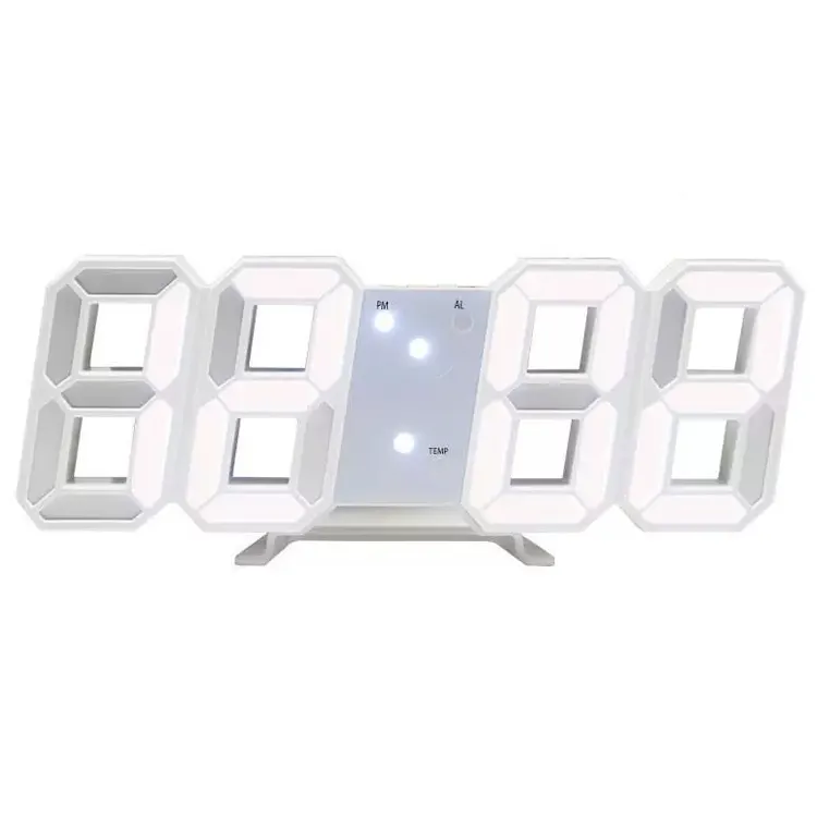 Relógio de parede LED de primeira classe, despertador digital 3D com temperatura regulável, relógio de parede pequeno para decoração de casa