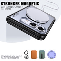 Étui magnétique robuste pour iPhone Duo Fold avec support de voiture, charge sans fil, accessoires, aimant intégré, panneau arrière transparent