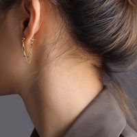 Vente en gros de bijoux en acier inoxydable pour femmes, plaqué or 18 carats, chaîne à pompons, boucles d'oreilles pendantes, longues boucles d'oreilles