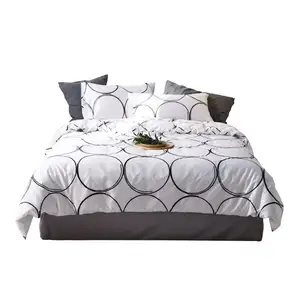 Custom Printed Jacquard Cotton Sateen Hotel Bed Sheet Duvet Cover Set Bedding Set