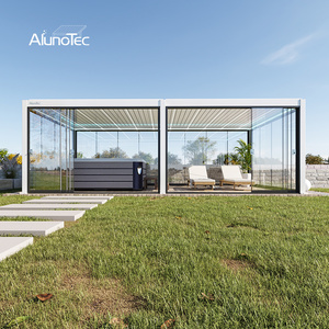 AlunoTec Louvered Aluminium Overkapping Motorisch Bediende Paviljoen Winddichte Zonwering Pergola's Terras Buiten Tuinieren - Product Image 5