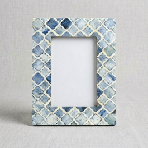 Trending Hot Selling MDF Photo <b>Frame</b> Rectangular Blue <b>White</b> Geometric Resin Pattern Tabletop Vertical Display - Product Image 1