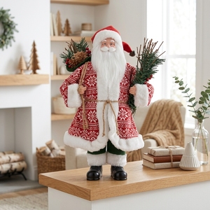 2026 New Santa Claus Figurine Cream Linen Robe Green <b>Reindeer</b> Silhouette Lantern <b>Christmas</b> Nordic <b>Decor</b> - Product Image 1