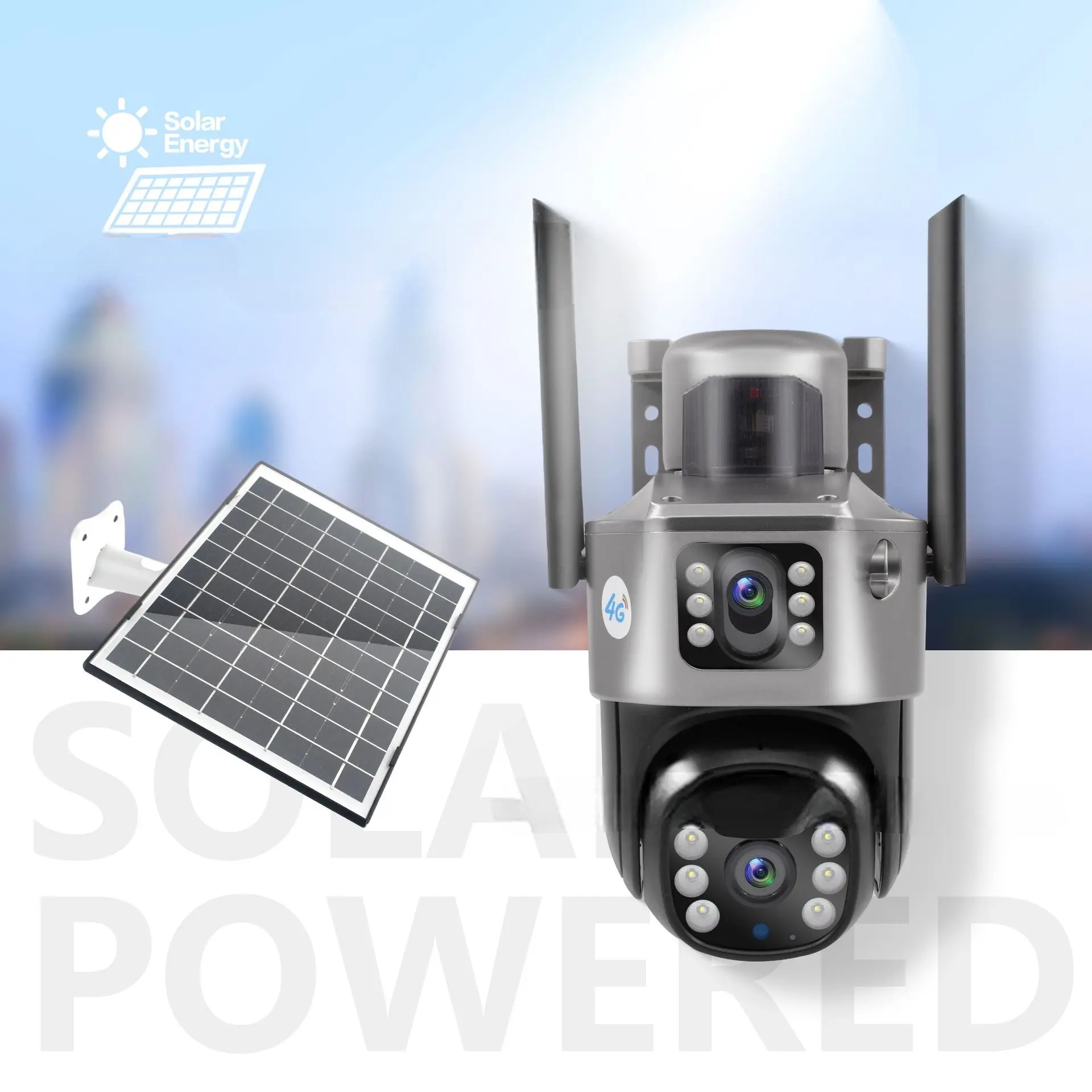 Groothandel Goedkope App Afstandsbediening Tweerichtings Audio Draadloze Bewakingscamera Buiten Waterdichte Ptz Solar Ip Camera