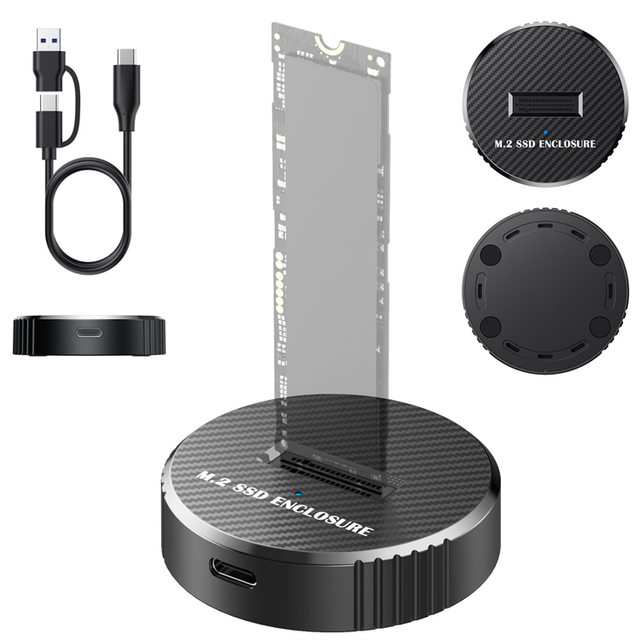 M.2 SSD Enclosure up to 10Gbps Type-C NVMe SATA Dual/Single Protocol External Hard Drive Case for 2230/2242/2260/2280/22110 SSD