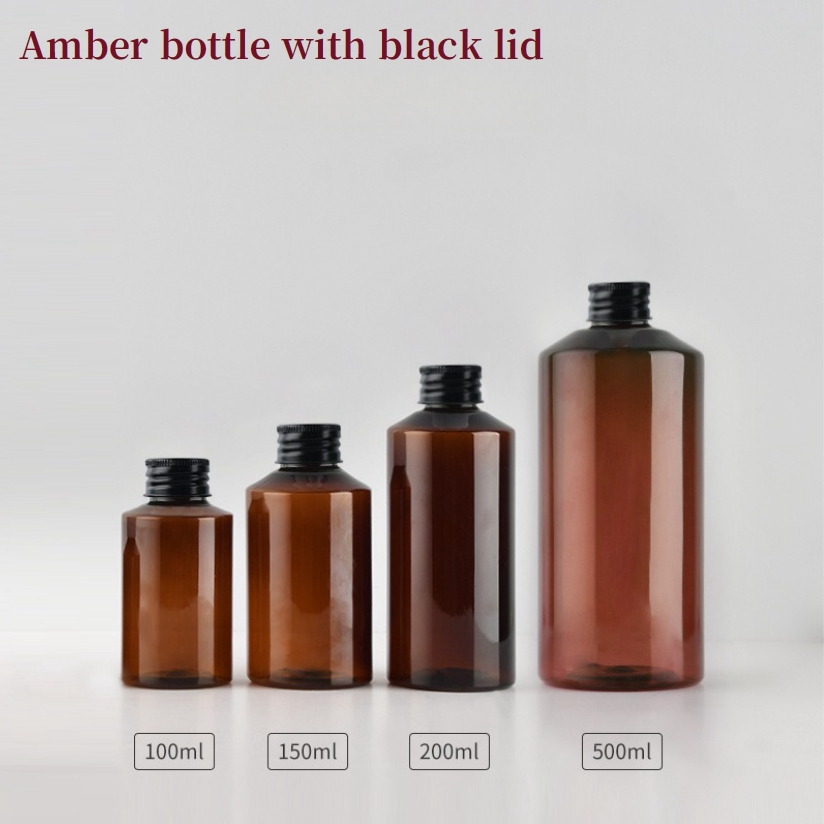 Flacon ambré avec bouchon noir