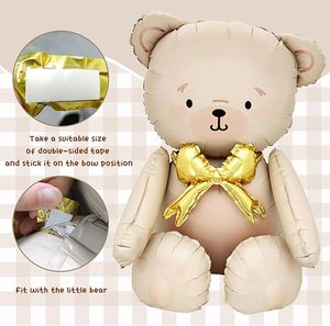 Bulk Cute Beige Teddy Bear Foil <b>Balloon</b>, Metallic Neutral Themed for Baby Shower Kids Birthday Party <b>Decor</b> - Product Image 4