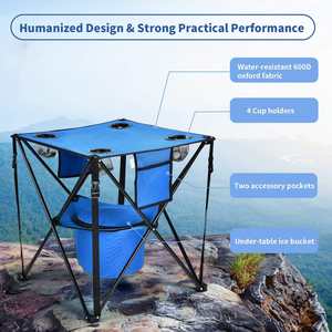Table pliante en aluminium portable avec 4 porte-gobelets, design moderne, table de camping avec glacière isolée, meubles d'extérieur - Product Image 3