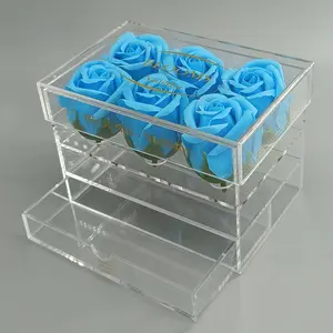 价格便宜的透明方形展示盒亚克力花盒，玫瑰包装透明亚克力盒