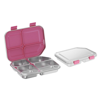 Boîtes à lunch en métal pour enfants de qualité alimentaire, compatibles lave-vaisselle, sans BPA, en acier inoxydable 304, 4 compartiments, 1200 ml