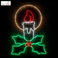 Luz LED Decorativa 2D con Motivo de Vela, Clasificación IP44, 2700K Blanco Cálido, Fácil Instalación para Decoración Exterior, Ramadán, Diwali, Navidad