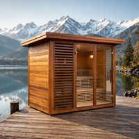 Kabin Sauna Hemlock Modern untuk Luar Ruangan, Ruang Uap Kayu Solid, Panel Kontrol Komputer 220-240V, untuk Penggunaan di Taman, Villa, dan Gym