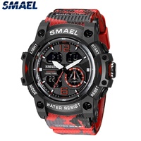 Montre numérique SMAEL 8007MC étanche 50m, montre à quartz LED, montre de sport unisexe, grande montre avec chronomètre, alarme, luminescence