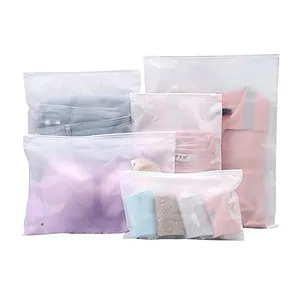 Custom Logo Eco Friendly Clothes Bags Frosted Zip Lock Plastic Ziplock Transparent PE Clothing Zipper Closure Poly Packaging